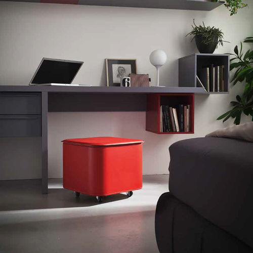Современный пуф - PUFFO - Limac Design® - из кожи / из фанеры / квадратный
