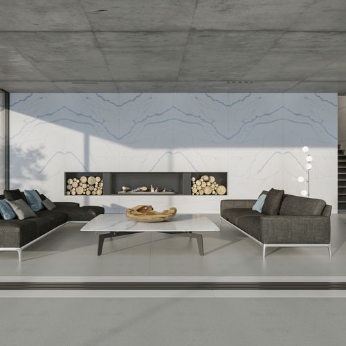 Плитка из восстановленного камня - SERENITY CRYSTAL CALACATTA AMNIS - Technistone a.s. - полированная / для интерьера / настенная