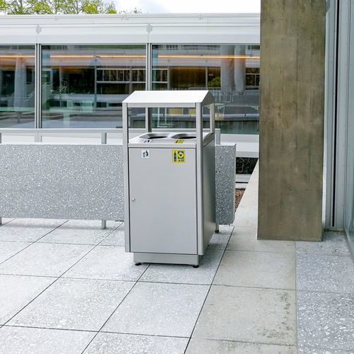 Мусорный контейнер из нержавеющей стали - S200D - AUWEKO GmbH - из матовой нержавеющей стали / для внешнего использования / с сортировкой