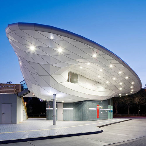 Композитная панель для настила - BUS TERMINAL HAMBURG-POPPENBÜTTEL - ALUCOBOND - для зданий / для маркиз / для навеса