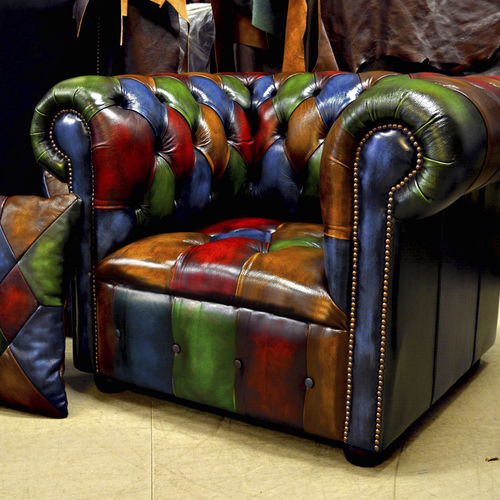 Клубное кресло честерфилд - BUTTON SEAT - Harleq - из кожи / многоцветное