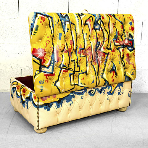 Современная оттоманка - STREET ART - Harleq - честерфилд / из кожи / со встроенным ящиком