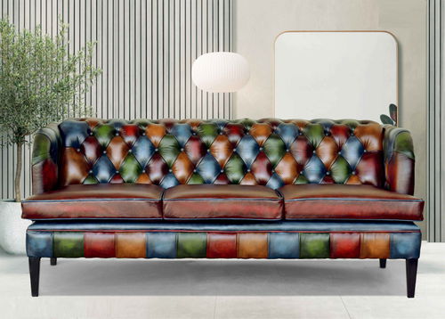 Диван честерфилд - Luxury Modern - Harleq - из кожи / со съемной подушкой / многоцветный