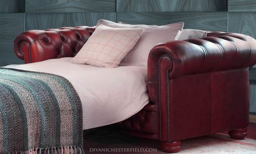 Диван кровать - PREMIUM - Harleq - честерфилд / из кожи / с подлокотниками