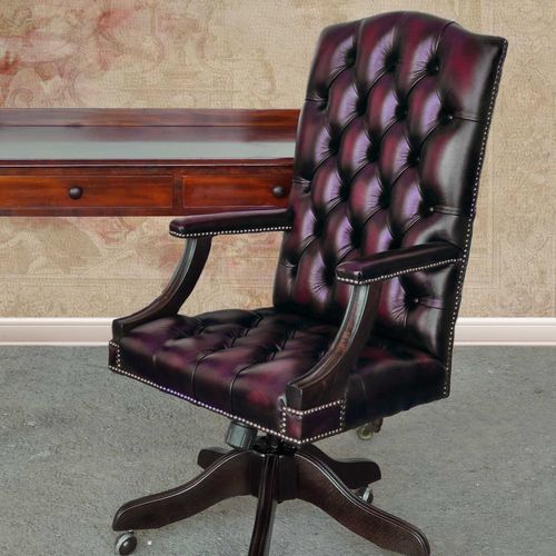Кресло для офиса честерфилд - GAINSBOROUGH - Harleq - из кожи / из бука / из цельной древесины