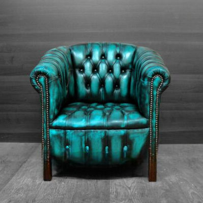 Современное кресло - TURQUOISE - Harleq - из кожи / синее / с подлокотниками