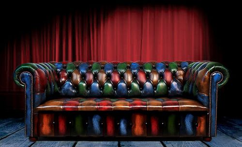 Диван честерфилд - BUTTON SEAT - Harleq - из кожи / с подлокотниками / многоцветный