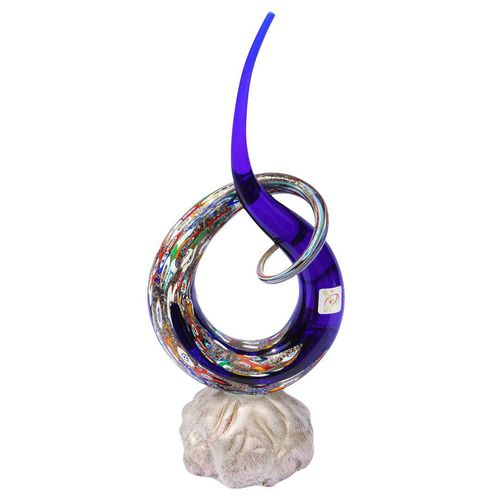 Скульптура из муранского стекла - ABSTRACT : LOVE KNOT MILLEFIORI BLUE - CURLY - Original Murano Glass s.n.c.