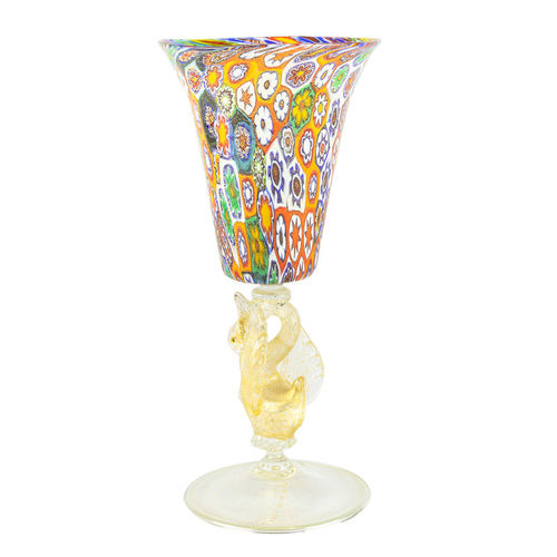 Стакан на ножке - VENITIAN : WITH MILLEFIORI  - Original Murano Glass s.n.c. - из дутого стекла / из муранского стекла / из золота