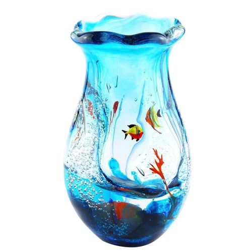 Современная ваза - ANIMALS : FISH - Original Murano Glass s.n.c. - из дутого стекла / из муранского стекла / синяя