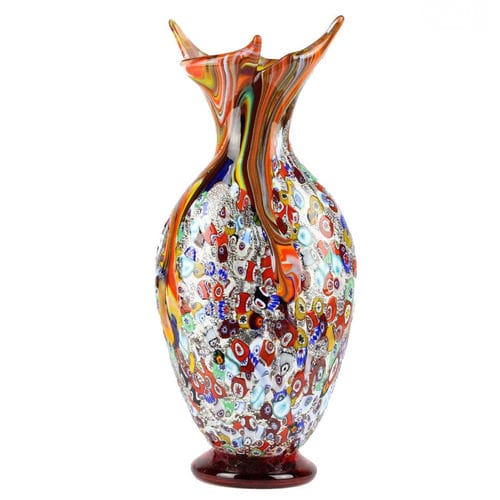 Современная ваза - PUNK MILLEFIORI AND SILVER : SYMPHONY  - Original Murano Glass s.n.c. - из дутого стекла / из муранского стекла / многоцветная