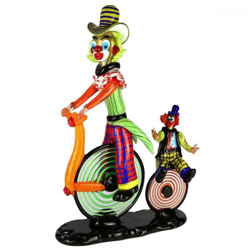 Скульптура из муранского стекла - CLOWNS : ON BICYCLE  - Original Murano Glass s.n.c. - из золота