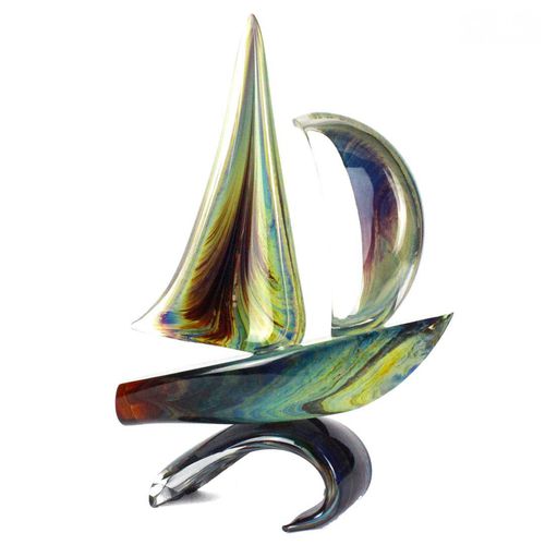 Скульптура из муранского стекла - SAIL BOAT : WITH BASE - Original Murano Glass s.n.c. - из серебра