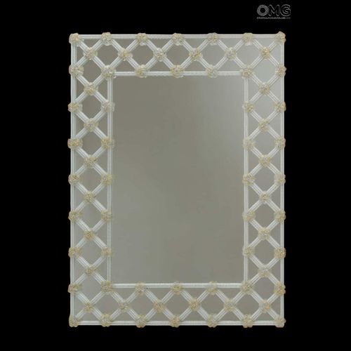 Настенное зеркало - PURE WHITE AND GOLD - Original Murano Glass s.n.c. - венецианский стиль / прямоугольное / из дерева