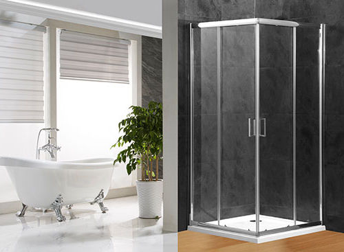 Душевая кабина из стекла - A1800F - Shaoxing Joyful Bathroom Co., Ltd - с раздвижными дверями / угловая / прозрачное стекло