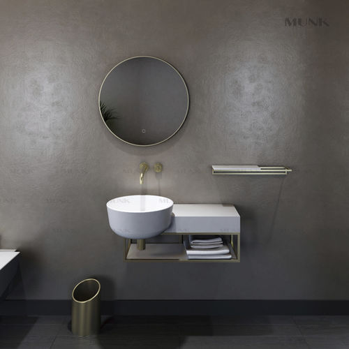 Подвесная раковина - P128W1+S107W1 - Munk Building Materials Co., Ltd. - из акрила / из Solid Surface / со встроенной столешницей
