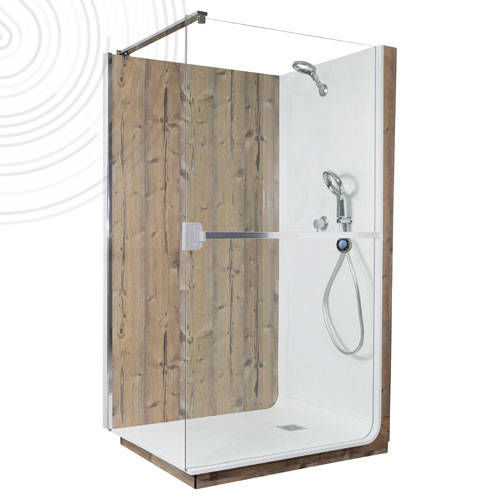 Душевая кабина из полимера - ELMER-120-BE-SAPIN - AYOR BATHROOM - из закаленного стекла / из алюминия / фиксированная