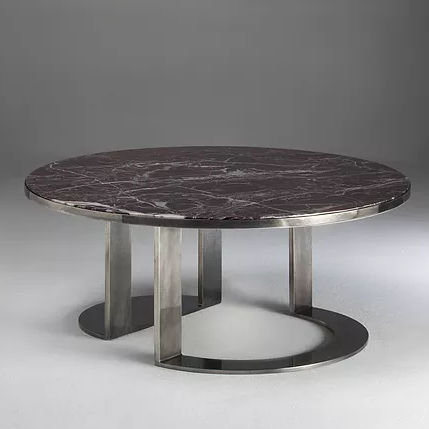 Современный журнальный столик - GIOTTO - pasut design - из мрамора / с основанием из стали / круглый