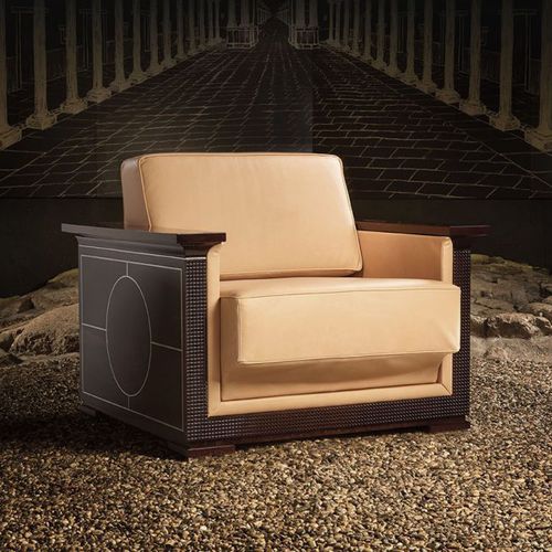 Современное кресло - Nouvel Espace Furniture - из бархата / из кожи / из дуба