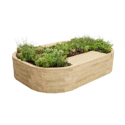 Кадка для садовых растений из сосны - BEALACH DUO - WoodBlocX Ltd - овальная / на заказ / со встроенной скамьей