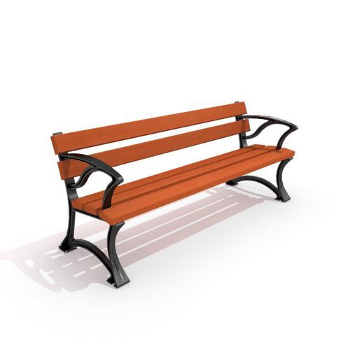 Классическая общественная скамейка - URBAN FURNITURE : BERILIO - Inter System - из дерева / из чугуна / со спинкой