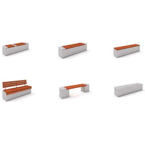 Современная общественная скамейка - URBAN FURNITURE : TOPAZO - Inter System - из дерева / из бетона / со спинкой