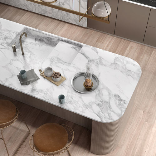 Рабочая поверхность из керамогранита - CALACATTA MAGNIFICO   - Infinity surfaces - для профессионального использования / для кухни / белая