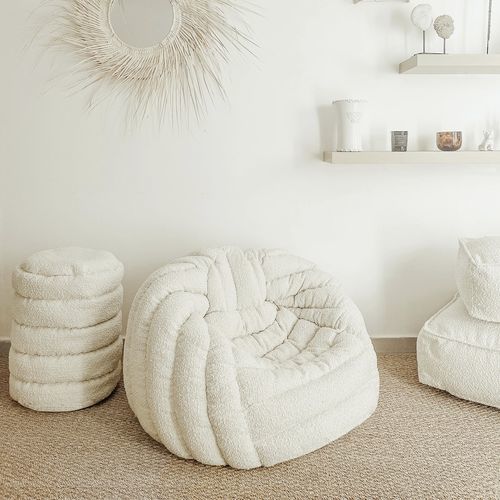 Современное кресло - XL Igloo - MX HOME - из ткани / белое / с подлокотниками