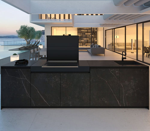 Современная кухня островного типа для наружного применения - N1 SISTEM - Novara Outdoor Kitchens - черная