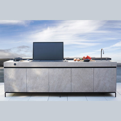 Современная кухня островного типа из камня - AIR System - Novara Outdoor Kitchens - из металла / из керамогранита / среднего размера