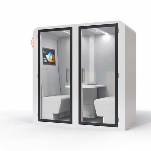 Акустическая рабочий стол POD - DUO KHARA - SBS - эргономичная / со встроенным светодиодным светильником / из стекла