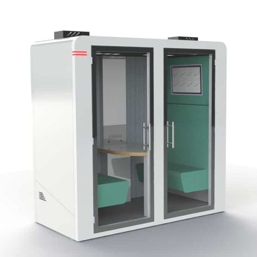 Акустическая рабочий стол POD - PROCYON DUO - SBS - со встроенным светодиодным светильником / из стекла / для открытого пространства
