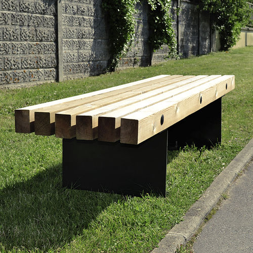 Современная общественная скамейка - LAGON  - Activia Mobilier Urbain - из дерева / из гальванизированной стали / для профессионального использования