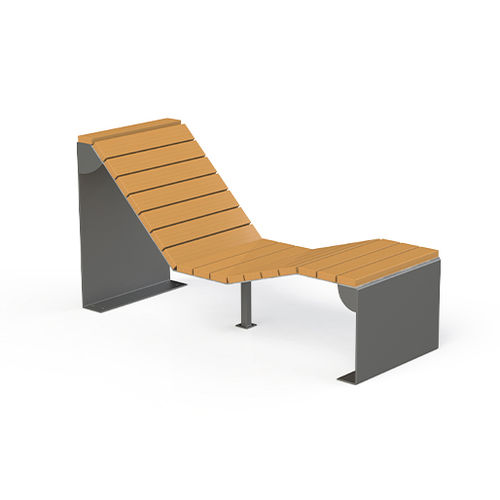 Современный садовый шезлонг - LAGON  - Activia Mobilier Urbain - из гальванизированной стали / из дерева / для общественных мест