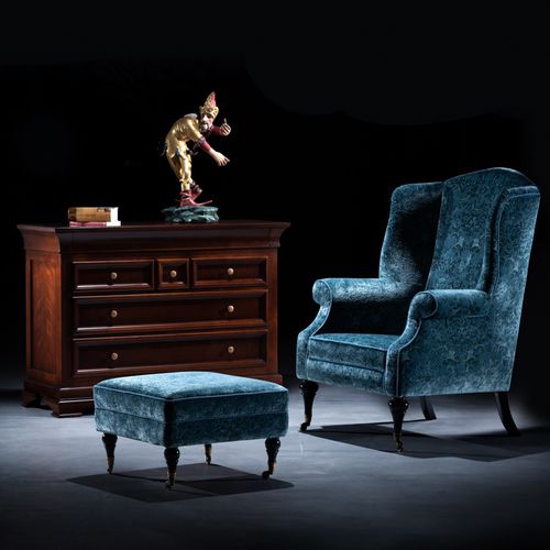 Классическая подставка для ног - LOUIS - Ziemann Home Design - из ткани / из дерева / на роликах