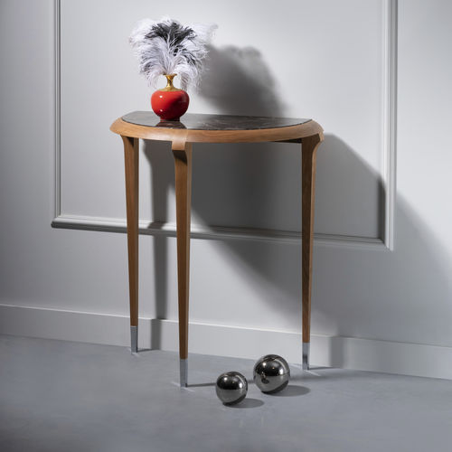 Стол-консоль стиль Ар-деко - MUZO - Ziemann Home Design - из мрамора / с основанием из древесины / полумесяц