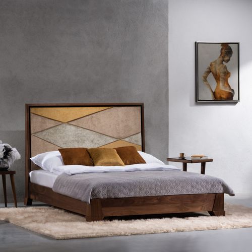 Двуспальная кровать - DÉCOR - Ziemann Home Design - современная / с обитым изголовьем / со встроенным прикроватным столиком