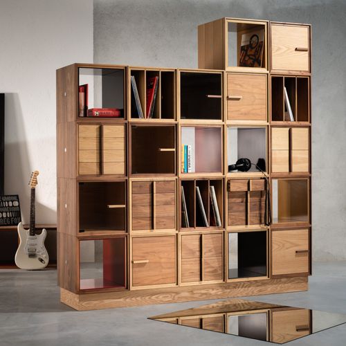 Модульный книжный шкаф - RIDDLE - Ziemann Home Design - современный / из дерева