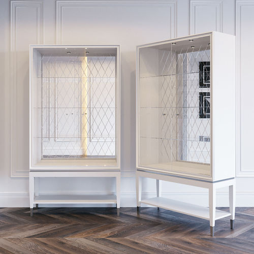 Современный стеклянный шкаф - SILVER LINE - ITALIANELEMENTS - из стекла / из ясеня / из нержавеющей стали