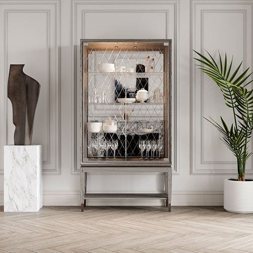 Классический стеклянный шкаф - SILVERLINE - ITALIANELEMENTS - на основании / из стекла / из ясеня