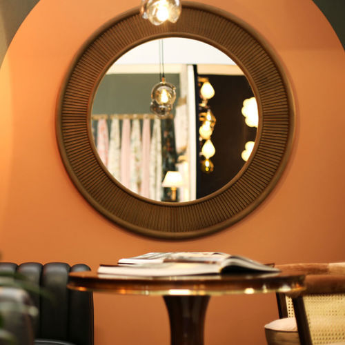 Настенное зеркало - Francis - WOOD TAILORS CLUB - современное / круглое / из бронзы