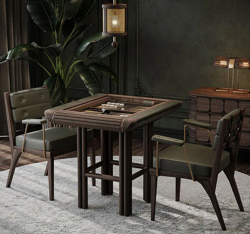 Современный cтул для столовых - Robinson - WOOD TAILORS CLUB - для интерьера / из кожи / с основанием из ореха