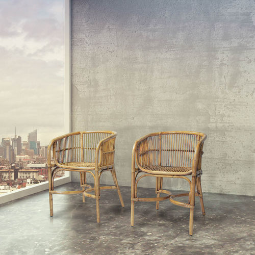 Современный стул для сада - CLUB CHAIR RATTAN - Defleure Home Collection - для наружного применения / для интерьера / из ротанга