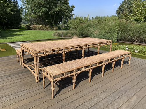 Современный комплект стол-лавки - RATTAN TABLE AND BENCH 300 - Defleure Home Collection - из ротанга / для наружного применения / для интерьера