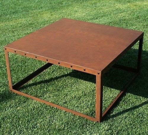Журнальный столик минималистский дизайн - CUBE - Trackdesign - из кортеновской стали / с основанием из стали / квадратный