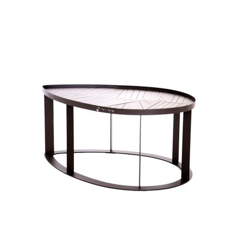 Современный журнальный столик - LILA - Trackdesign - из кортеновской стали / с основанием из стали / овальный