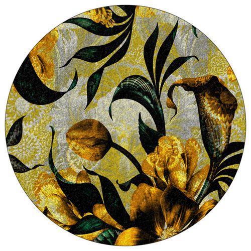 Тафтинговое ковровое покрытие - HIDDEN TREASURE - La Aurelia Design - синтетическое / в цветочек / желтое