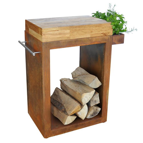 Рабочая поверхность из дерева - SMALL - ARTISS DESIGN - из стали / для кухни / для сада