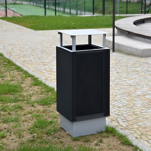 Общественный мусорный контейнер - BAS M - STREETPARK s.r.o. - напольный / из перфорированного листа / со встроенной пепельницей