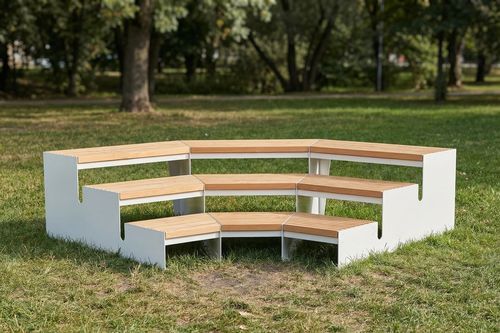 Современная общественная скамейка - AUDITO - STREETPARK s.r.o. - из гальванизированной стали / из стали, покрытой порошком / из нержавеющей стали